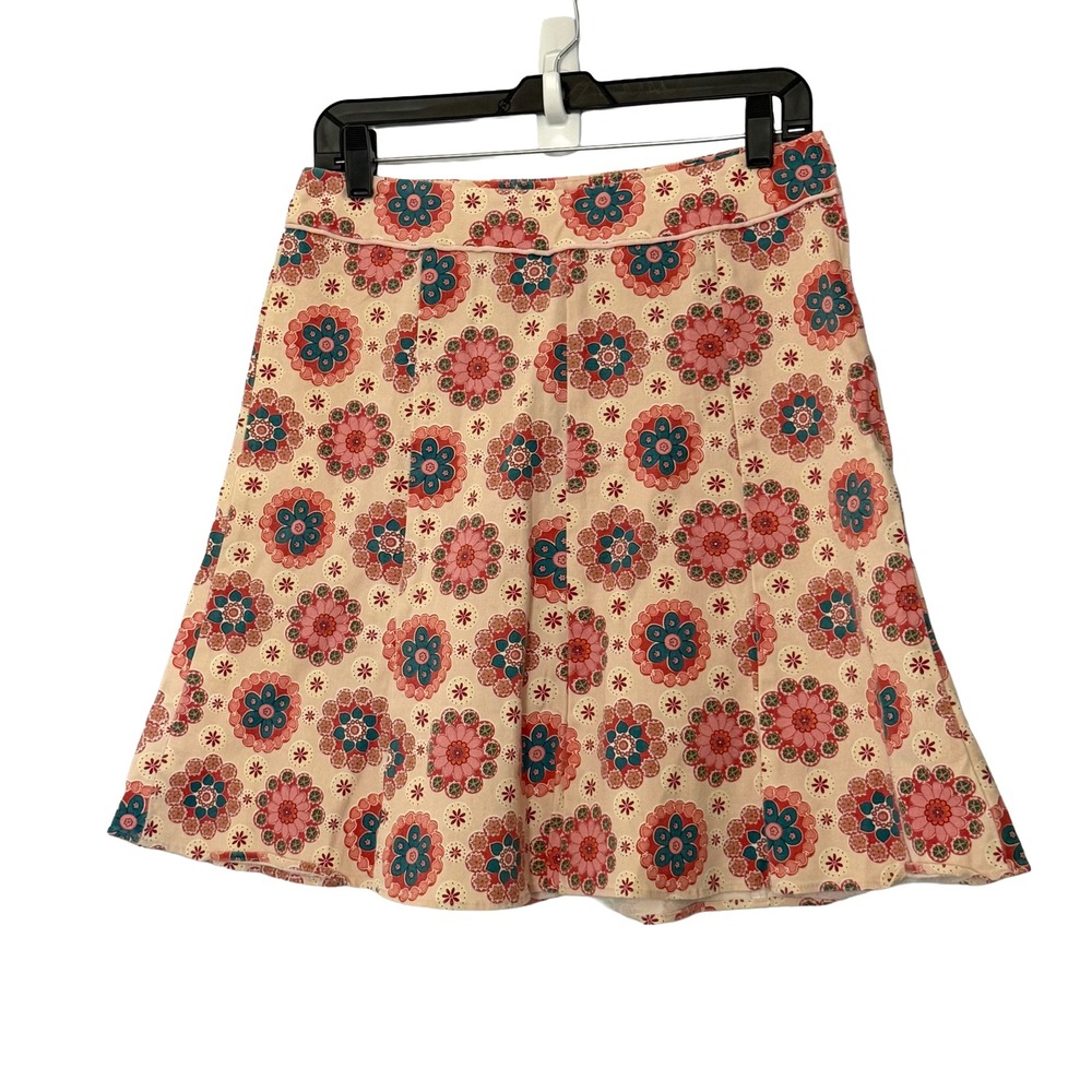 Vintage Dmbm Floral Heart Pleated ALine Circle Skirt Pink Valentines Day - Large
